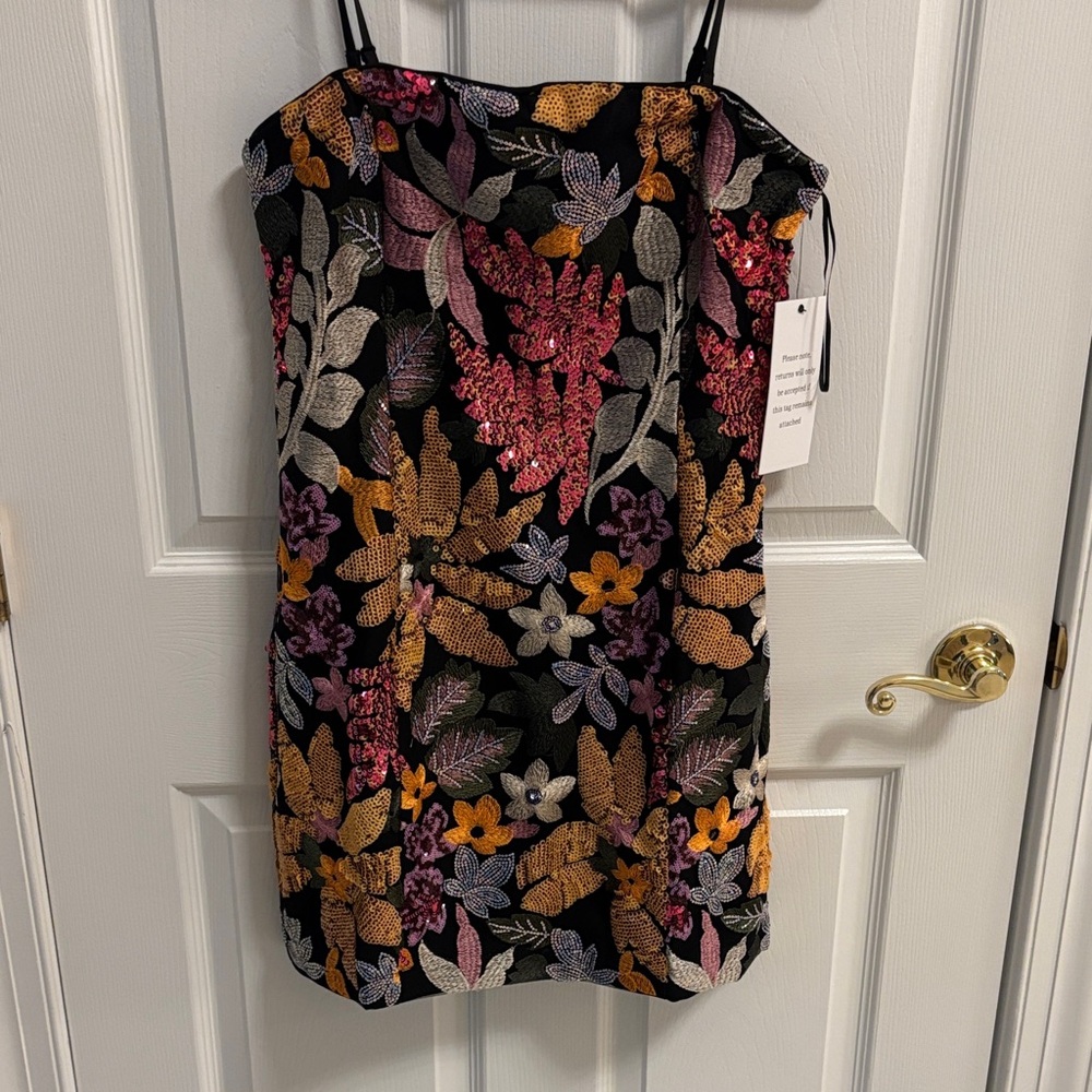 Endless Rose Floral Sequin Strapless Dress Sz L NWT